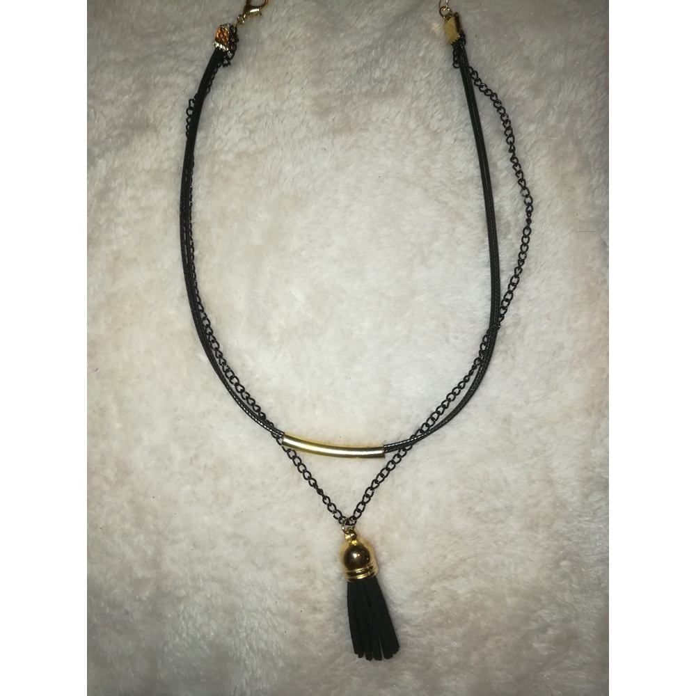 BLACK & GOLD TASSLE CHOKER